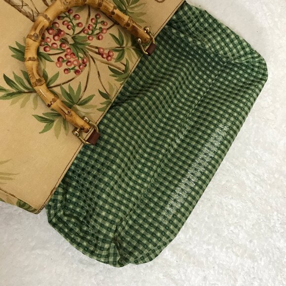 Isabella Fiori Vintage Monkey Palm Tree Tropical Beaded Hand Bag Bamboo Handles - Picture 15 of 16